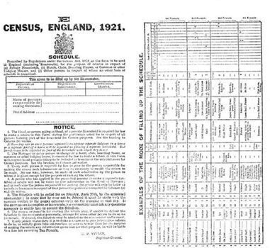 1921 Census Form